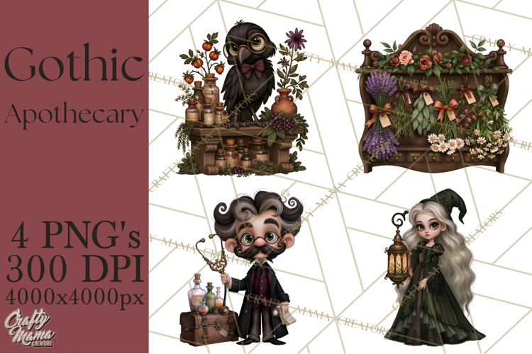 Gothic Apothecary Clipart PNG, Halloween Potions