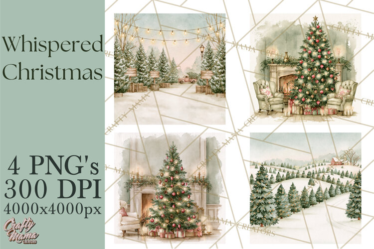 Christmas Watercolor Backgrounds PNG example image 1