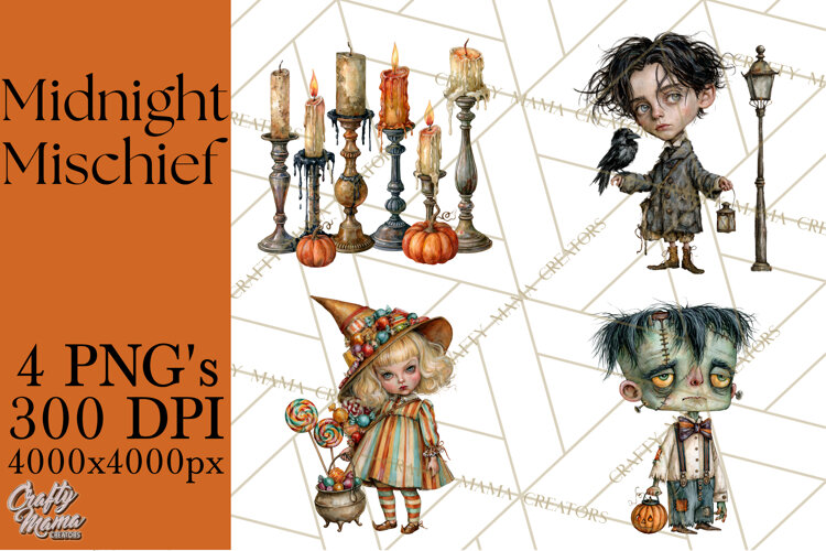 Spooky Kids PNG, Vintage Halloween Clipart example image 1