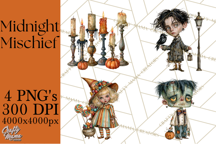 Spooky Kids PNG, Vintage Halloween Clipart