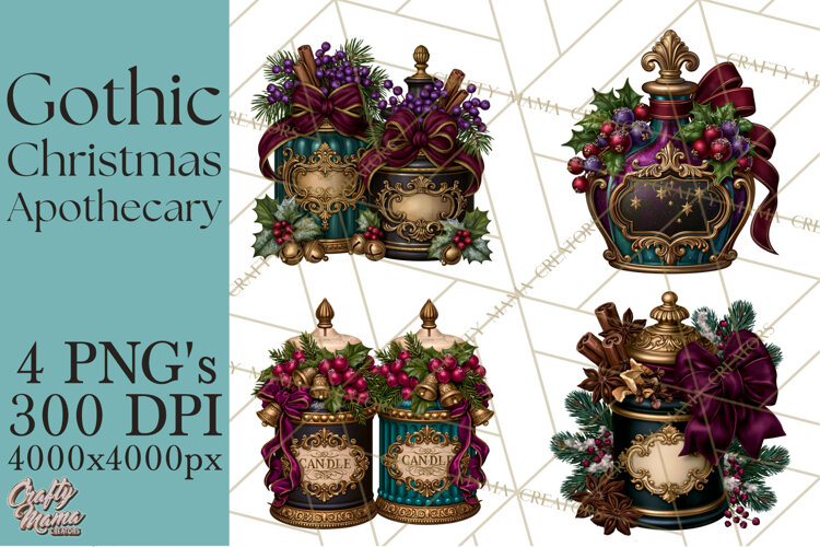 Gothic Christmas Apothecary PNG, Christmas Potions example image 1