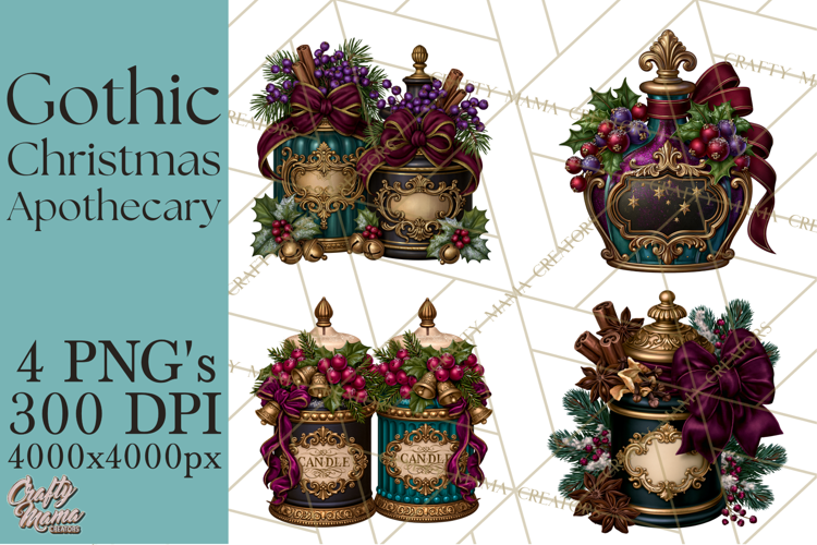 Gothic Christmas Apothecary PNG, Christmas Potions