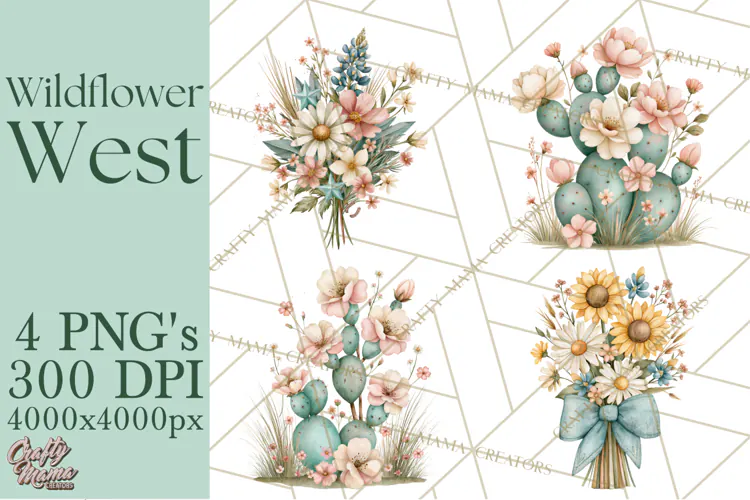 Western Wildflowers Clipart PNG, Rustic Cowgirl