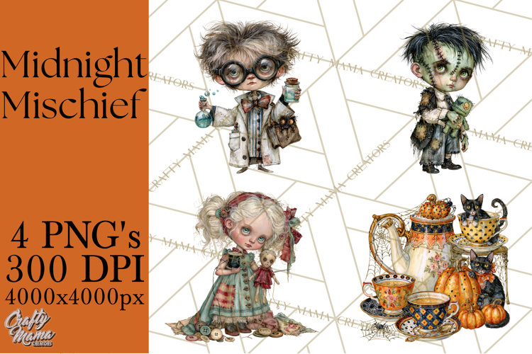 Spooky Kids PNG, Vintage Halloween Clipart
