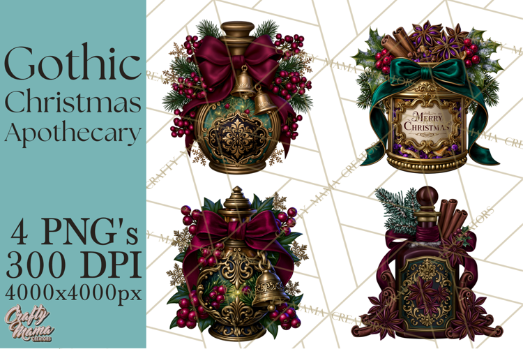 Gothic Christmas Apothecary PNG, Christmas Potions