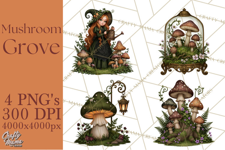 Gothic Mushroom Clipart PNG, Halloween Forest Characters example image 1