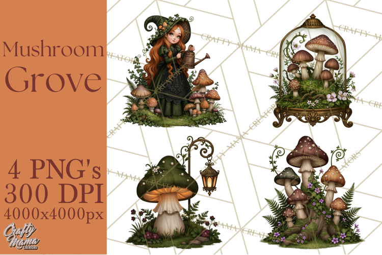 Gothic Mushroom Clipart PNG, Halloween Forest Characters