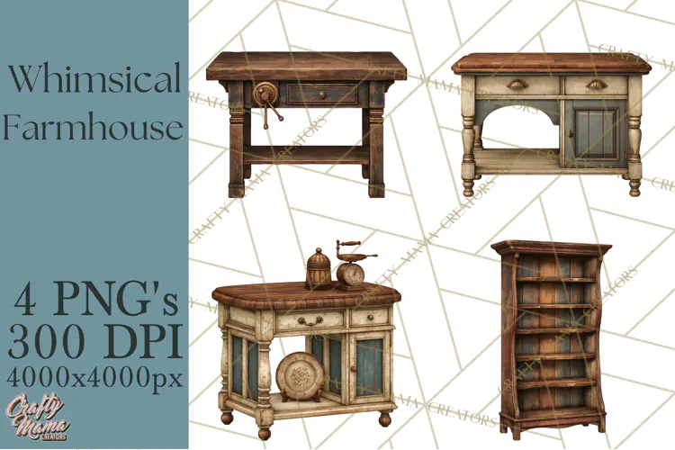 Whimsical Farmhouse Furniture Clipart PNG