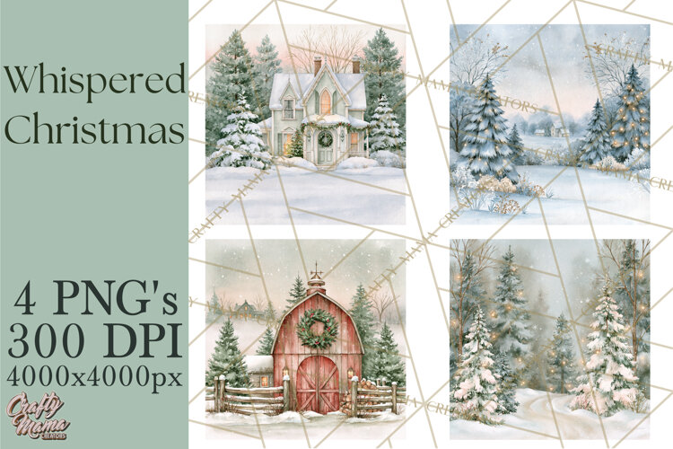 Christmas Watercolor Backgrounds PNG example image 1