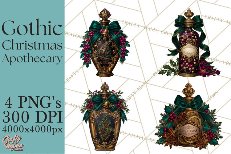 Gothic Christmas Apothecary PNG, Christmas Potions