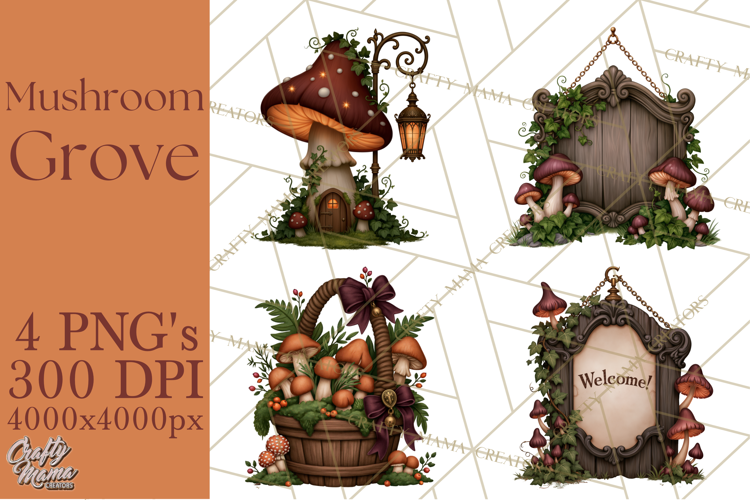 Gothic Mushroom Clipart PNG, Halloween Forest Characters