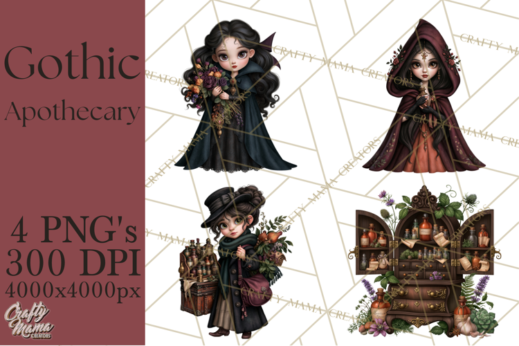 Gothic Apothecary Clipart PNG, Halloween Potions