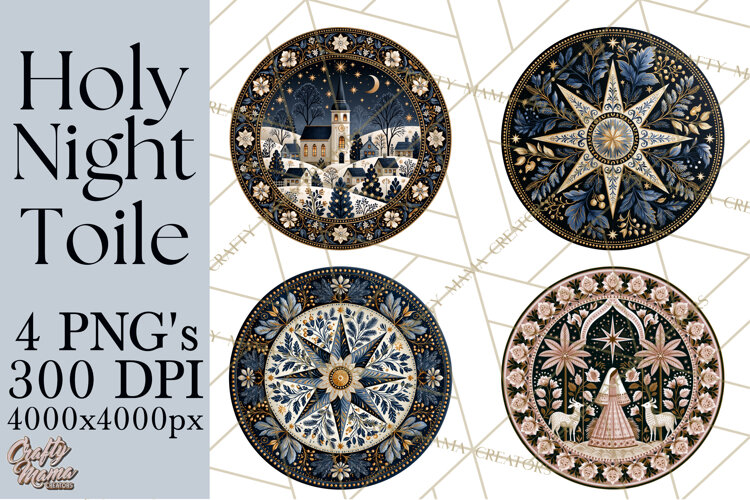Sacred Christmas Toile Medallions PNG, Christian Christmas example image 1