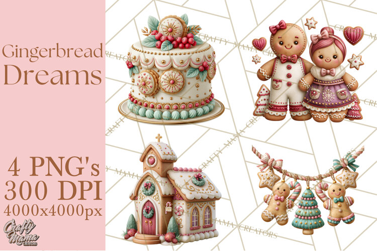 Gingerbread Christmas Clipart PNG example image 1