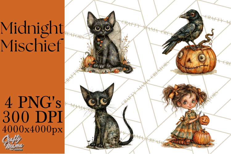 Spooky Kids PNG, Vintage Halloween Clipart