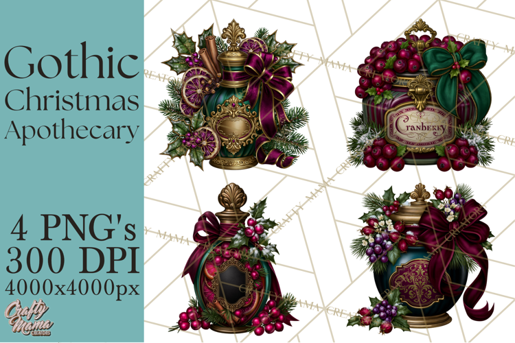 Gothic Christmas Apothecary PNG, Christmas Potions
