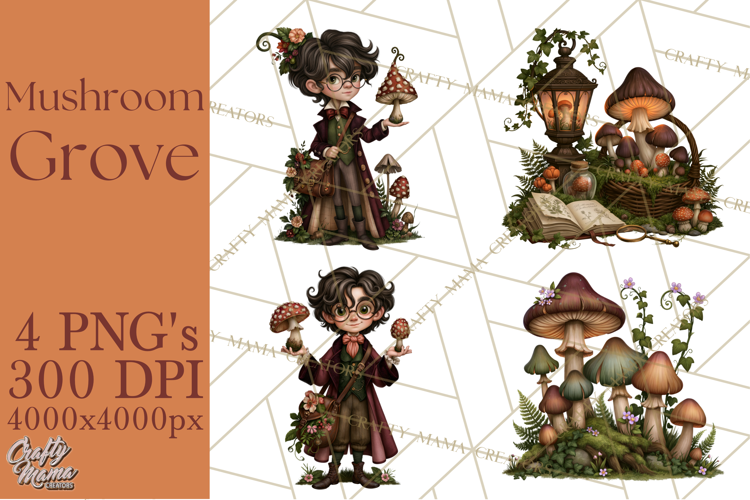 Gothic Mushroom Clipart PNG, Halloween Forest Characters