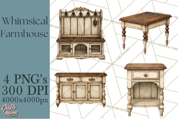 Whimsical Farmhouse Furniture Clipart PNG