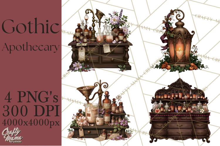 Gothic Apothecary Clipart PNG, Halloween Potions