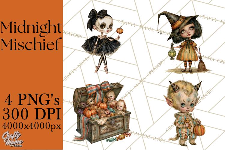 Spooky Kids PNG, Vintage Halloween Clipart