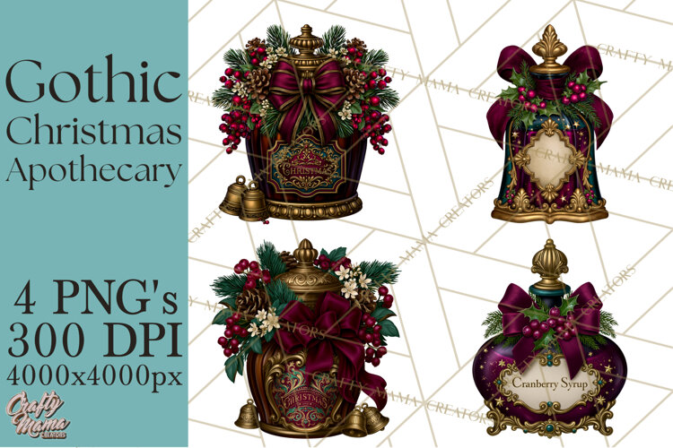 Gothic Christmas Apothecary PNG, Christmas Potions example image 1