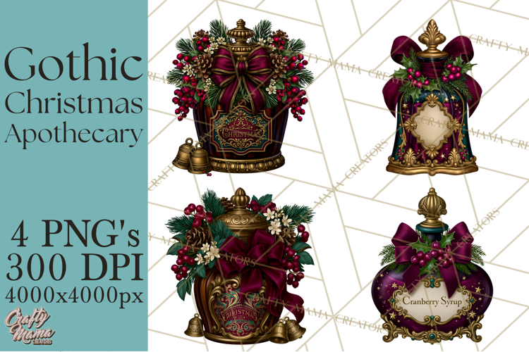 Gothic Christmas Apothecary PNG, Christmas Potions
