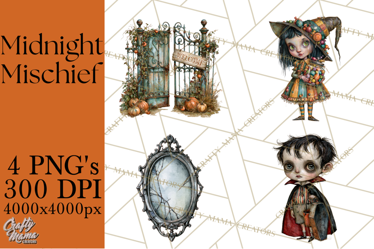 Spooky Kids PNG, Vintage Halloween Clipart