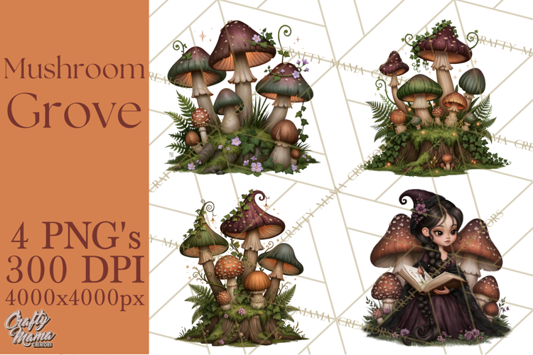 Gothic Mushroom Clipart PNG, Halloween Forest Characters