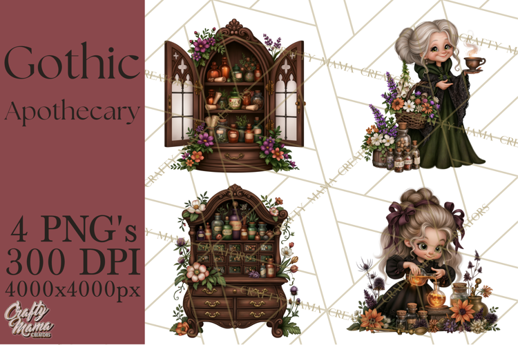 Gothic Apothecary Clipart PNG, Halloween Potions