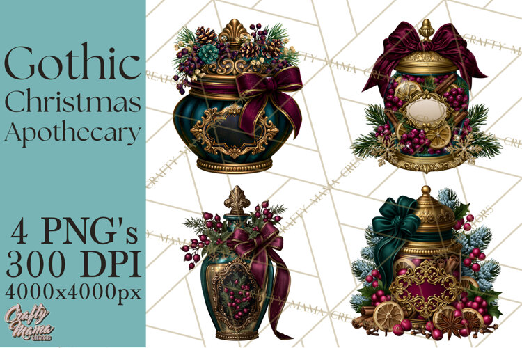 Gothic Christmas Apothecary PNG, Christmas Potions example image 1