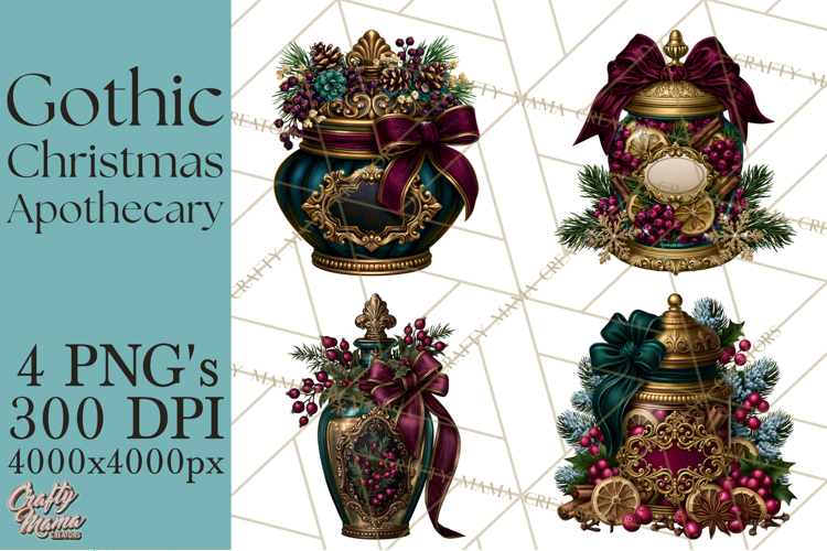 Gothic Christmas Apothecary PNG, Christmas Potions