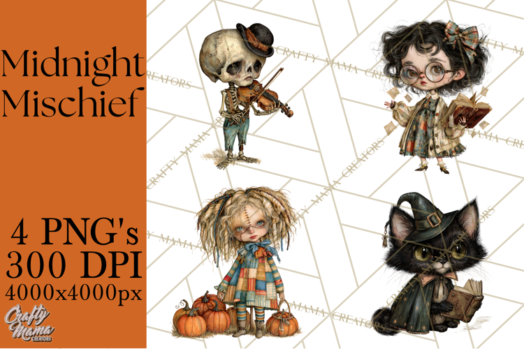 Spooky Kids PNG, Vintage Halloween Clipart