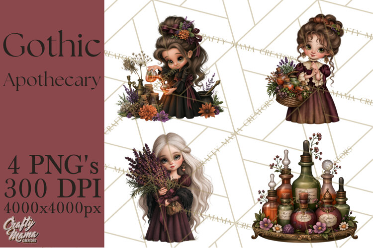 Gothic Apothecary Clipart PNG, Halloween Potions example image 1