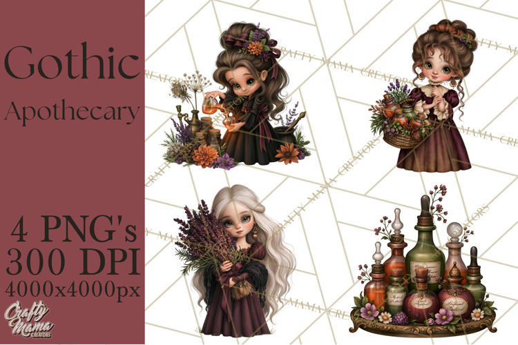 Gothic Apothecary Clipart PNG, Halloween Potions