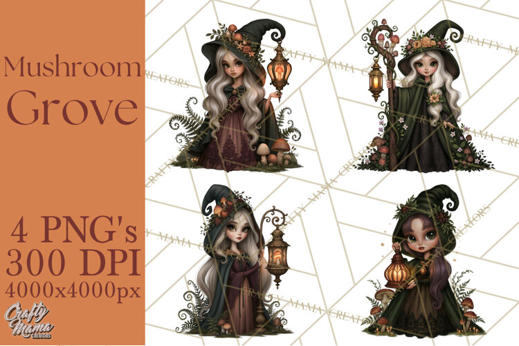 Gothic Mushroom Clipart PNG, Halloween Forest Characters example image 1