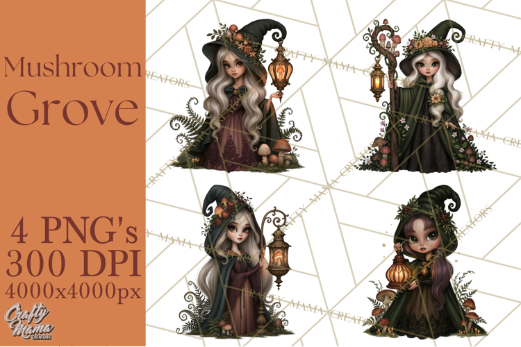 Gothic Mushroom Clipart PNG, Halloween Forest Characters