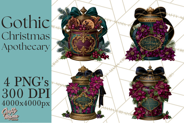 Gothic Christmas Apothecary PNG, Christmas Potions example image 1