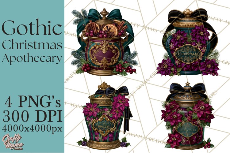 Gothic Christmas Apothecary PNG, Christmas Potions