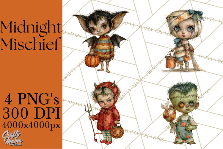Spooky Kids PNG, Vintage Halloween Clipart
