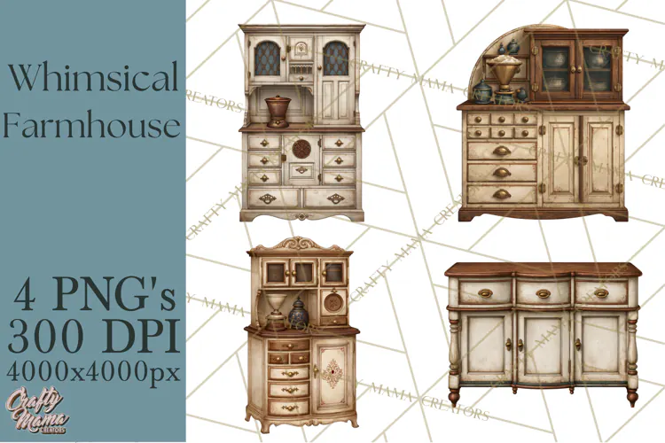 Whimsical Farmhouse Furniture Clipart PNG
