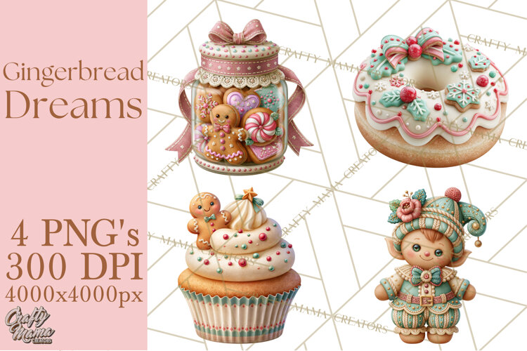 Gingerbread Christmas Clipart PNG example image 1