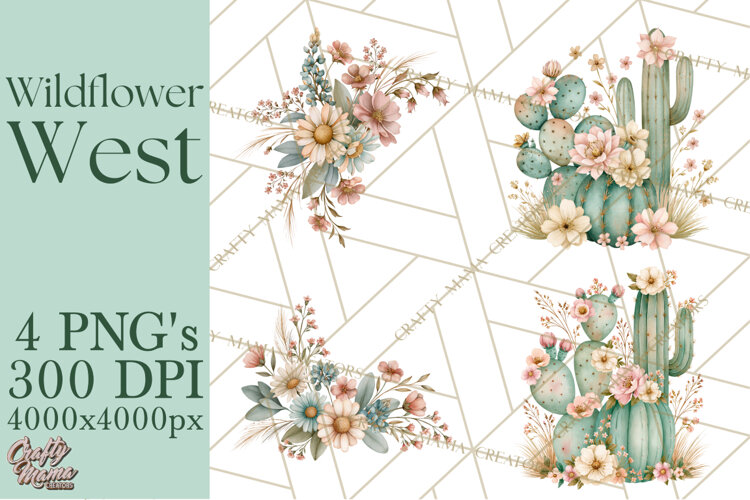 Western Wildflowers Clipart PNG, Rustic Cowgirl example image 1