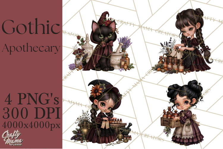 Gothic Apothecary Clipart PNG, Halloween Potions