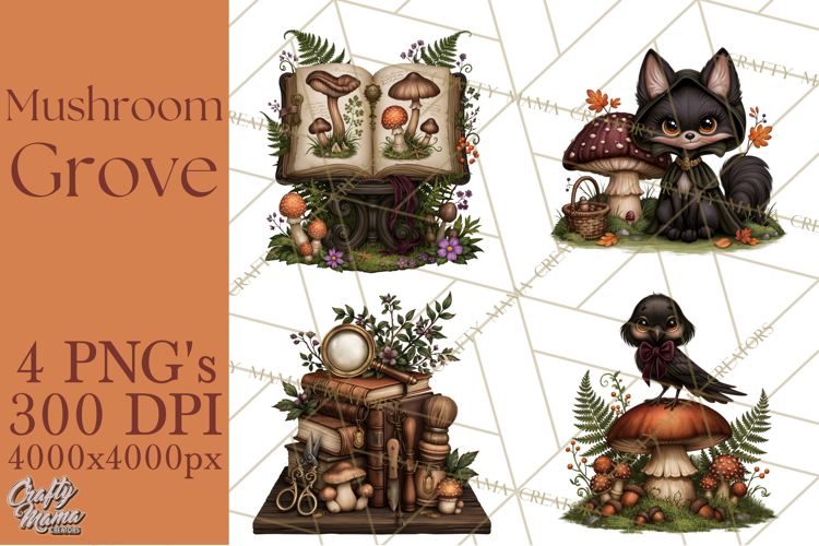 Gothic Mushroom Clipart PNG, Halloween Forest Characters