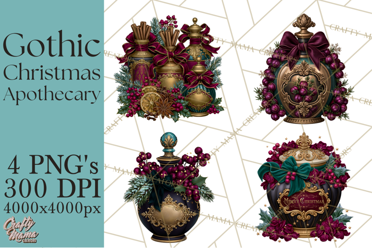 Gothic Christmas Apothecary PNG, Christmas Potions