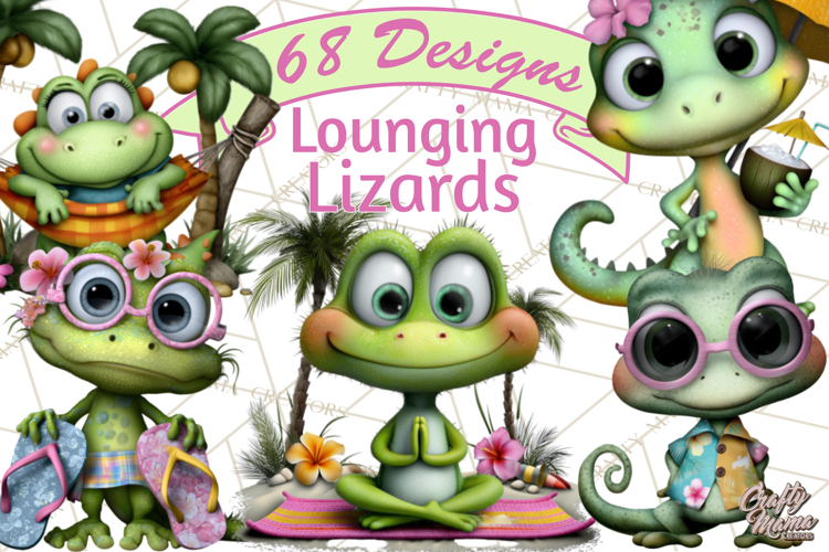 Colorful Beach Lizard Tropical Summer Clipart PNG