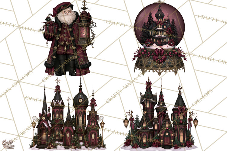 Victorian Gothic Christmas Clipart PNG, Gothic Christmas