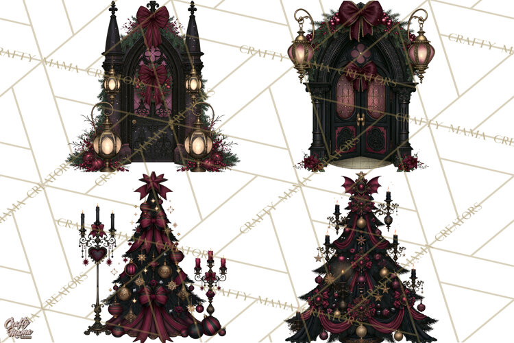 Victorian Gothic Christmas Clipart PNG, Gothic Christmas example image 1