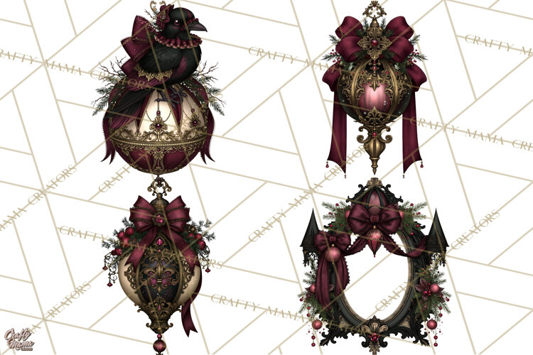 Victorian Gothic Christmas Clipart PNG, Gothic Christmas example image 1