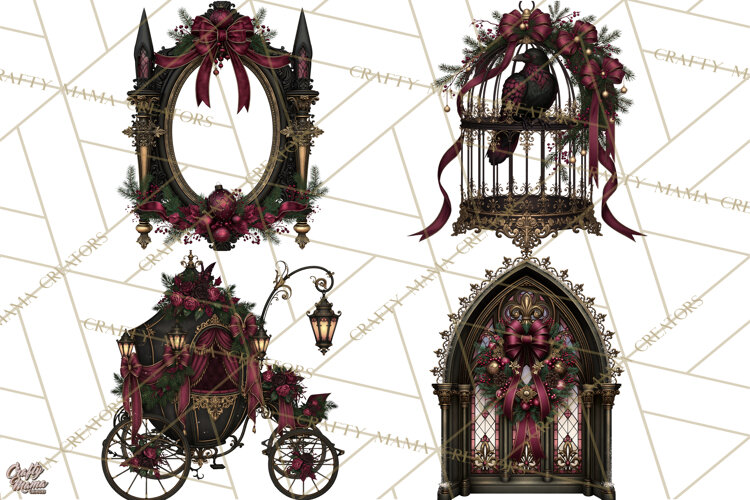 Victorian Gothic Christmas Clipart PNG, Gothic Christmas example image 1
